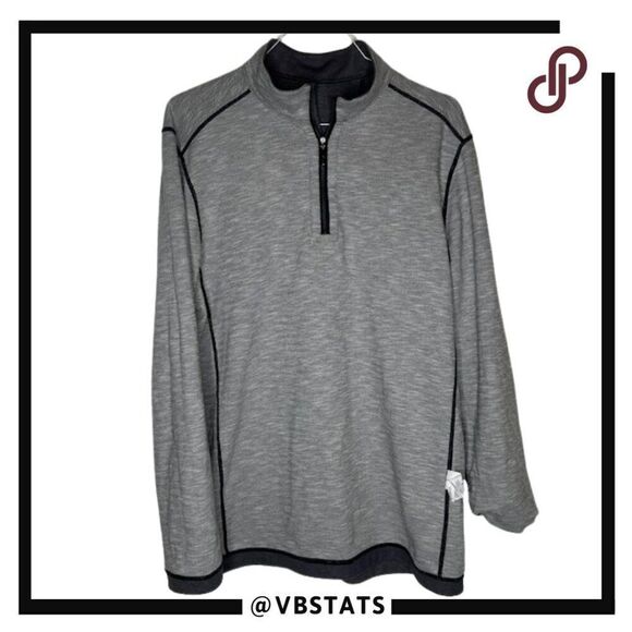 Tommy Bahama Reversible Gray / Charcoal Long Sleeve Zip Top in Size Large Tall - Picture 1 of 7